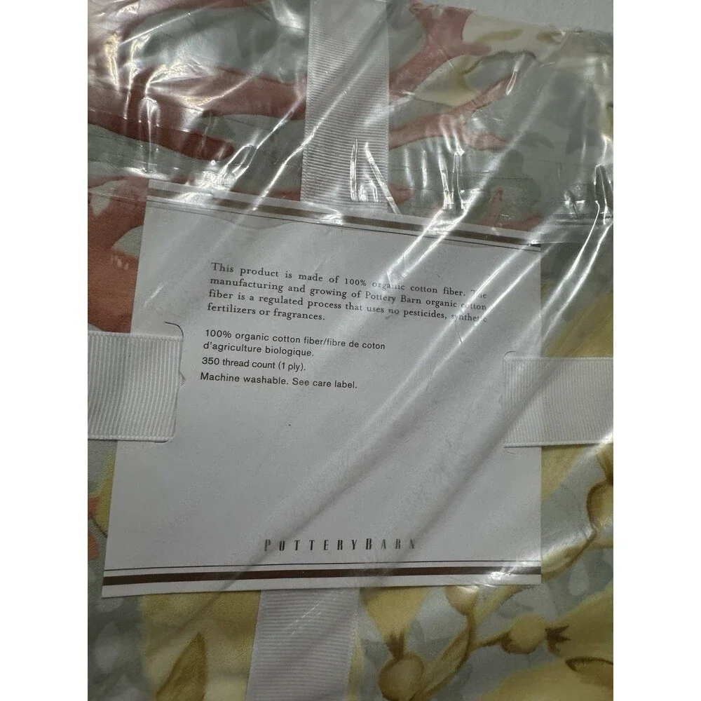 Pottery Barn Organic Cotton Twin Nantucket Print Duvet Cover 350 Thread Naturals